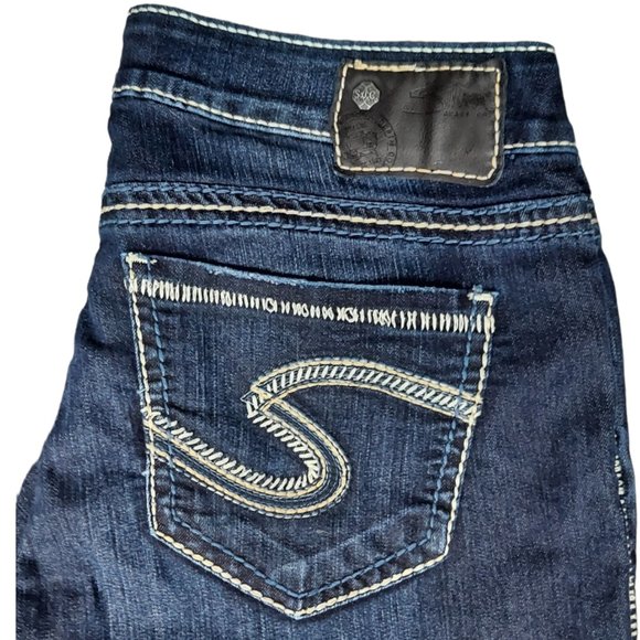 SILVER JEANS BERKLEY STRAIGHT LEG DARK WASH JEANS (29W/32L) - Picture 4 of 14